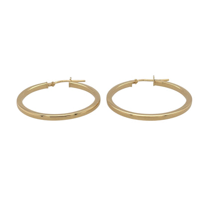 New 9ct Yellow Gold Plain Hoop Creole Earrings with the weight 1.70 grams and approx 2.8cm diameter