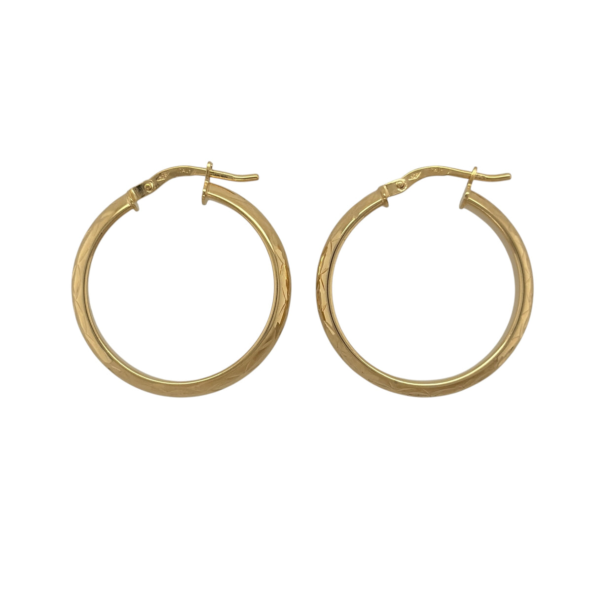 9ct Gold Patterned Hoop Creole Earrings