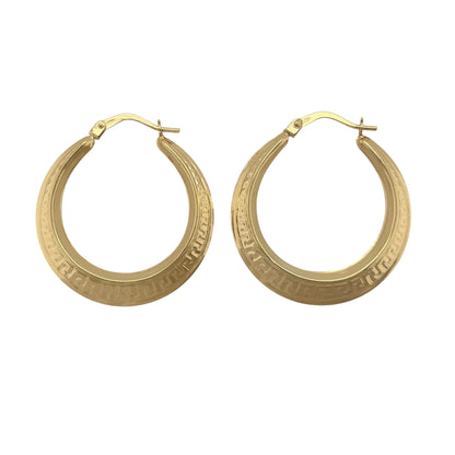 9ct Gold Greek Key Hoop Creole Earrings