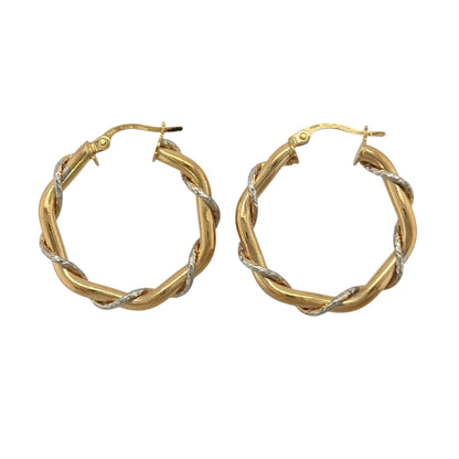 9ct Gold Twisted Hoop Creole Earrings