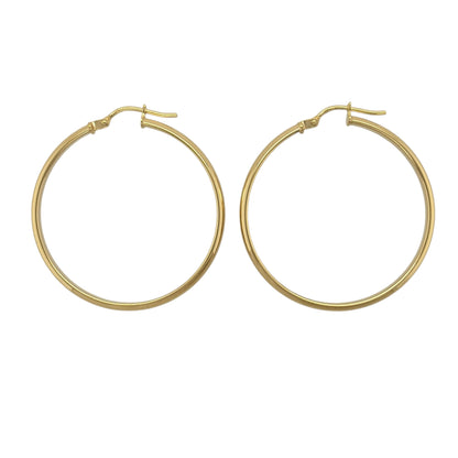 9ct Gold Plain Hoop Creole Earrings