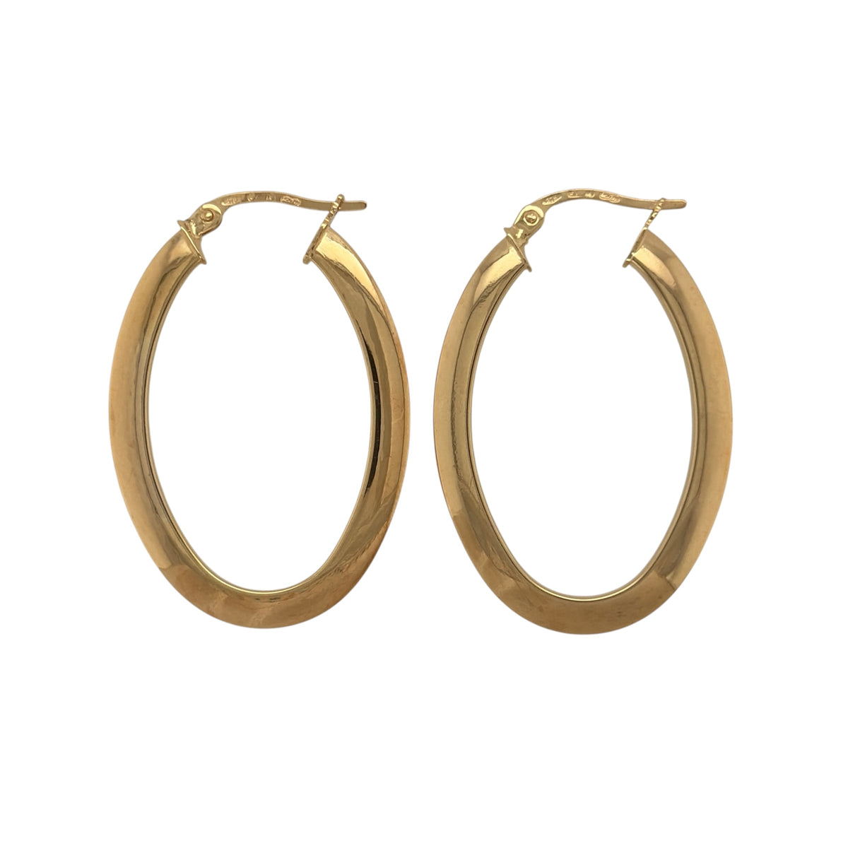9ct Gold Plain Oval Creole Earrings