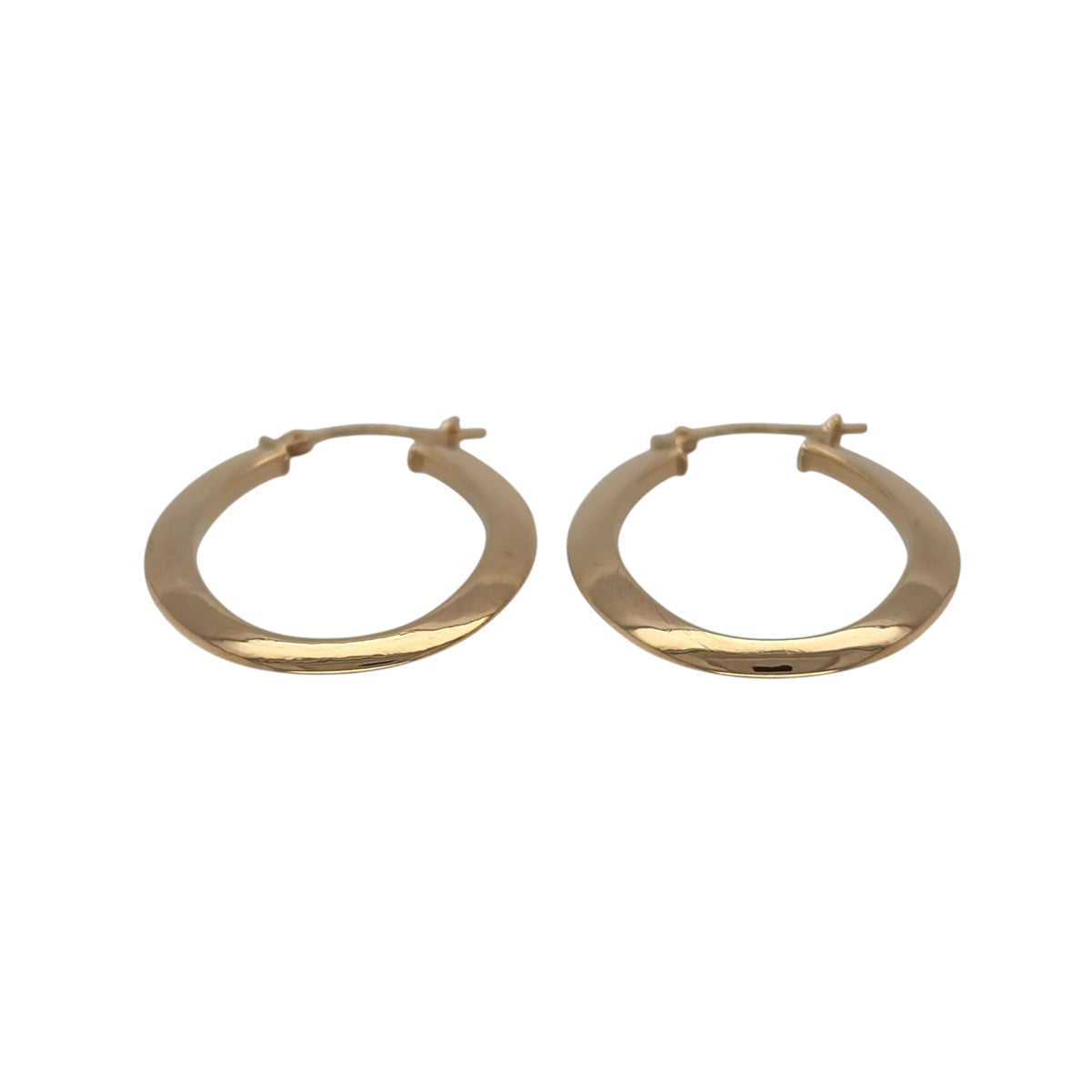New 9ct Yellow Gold Plain Oval Creole Earrings with the weight 1.90 grams and approx 3.3cm height