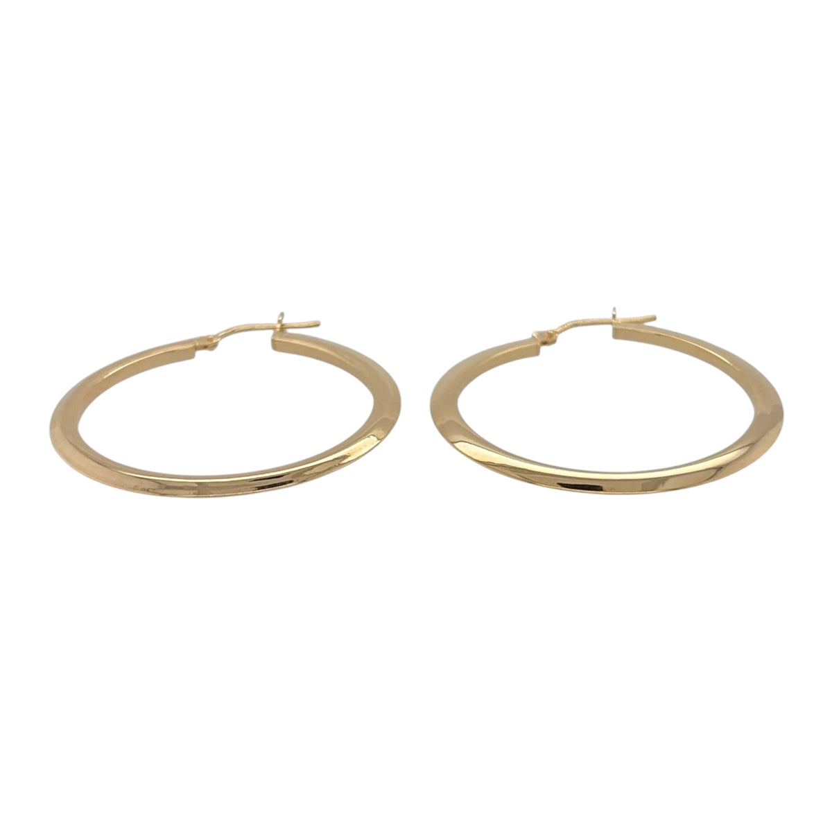 New 9ct Yellow Gold Plain Hoop Creole Earrings with the weight 2 grams and approx 3.8cm diameter