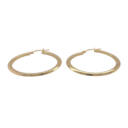 New 9ct Yellow Gold Plain Hoop Creole Earrings with the weight 2 grams and approx 3.8cm diameter