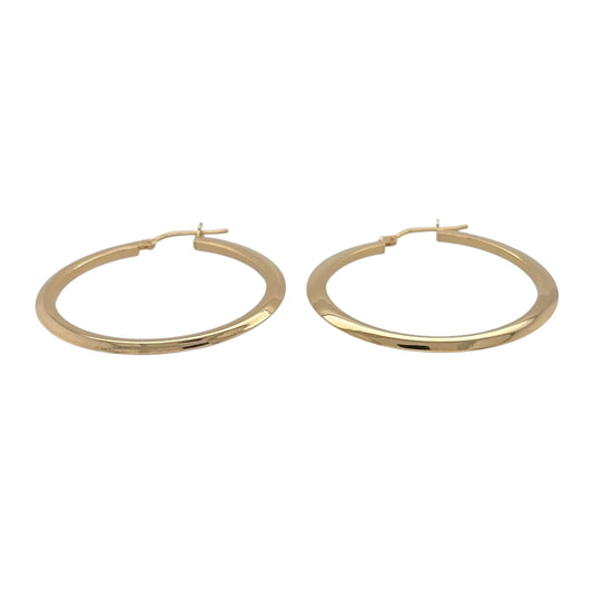 New 9ct Yellow Gold Plain Hoop Creole Earrings with the weight 2 grams and approx 3.8cm diameter