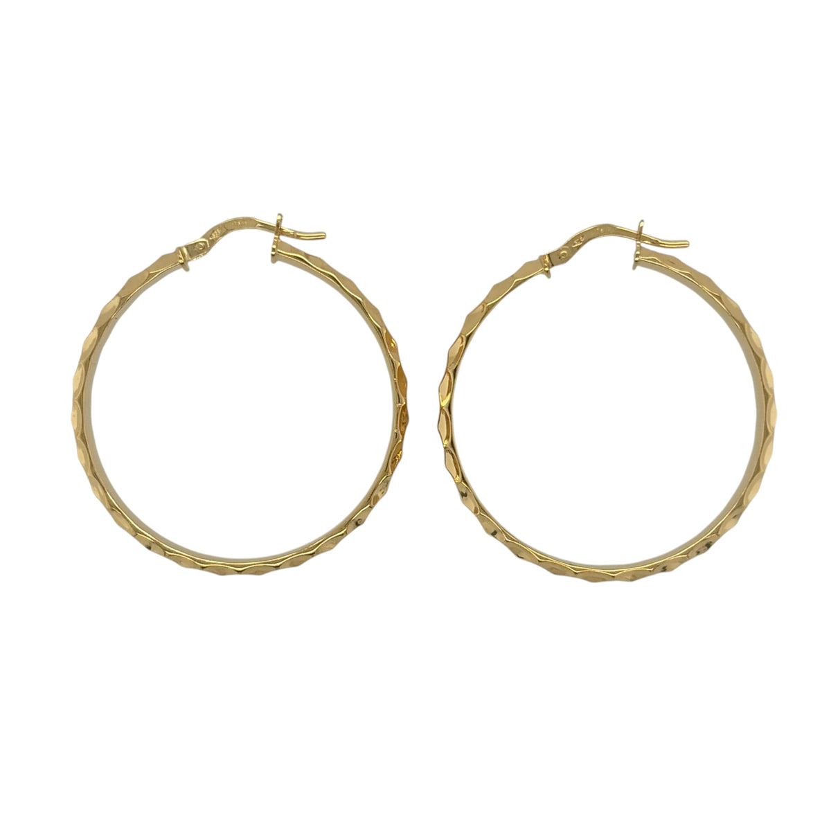 9ct Gold Textured Hoop Creole Earrings