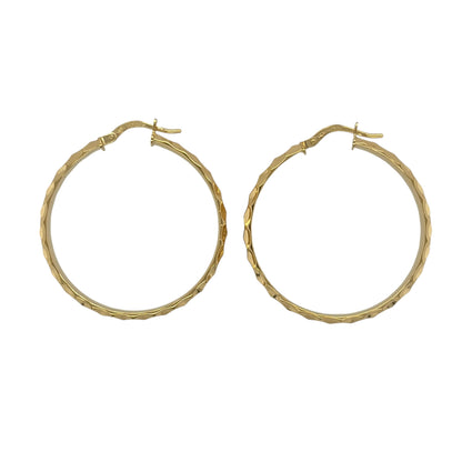 9ct Gold Textured Hoop Creole Earrings