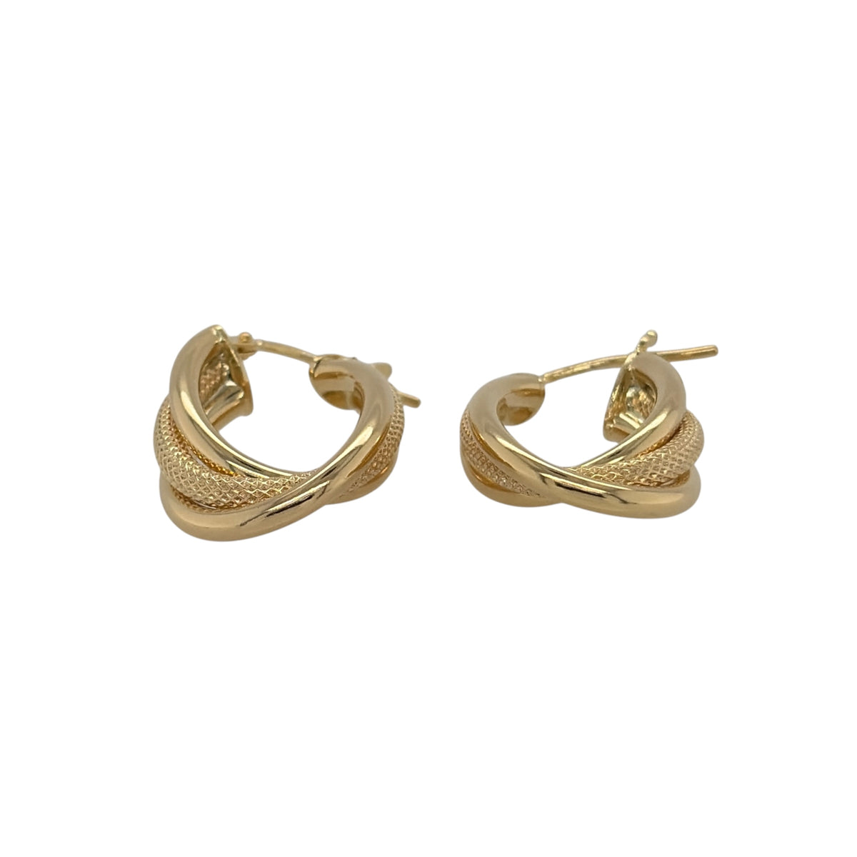 New 9ct Yellow Gold Three Strand Twist Oval Creole Earrings with the weight 2.10 grams and approx 2.7cm height