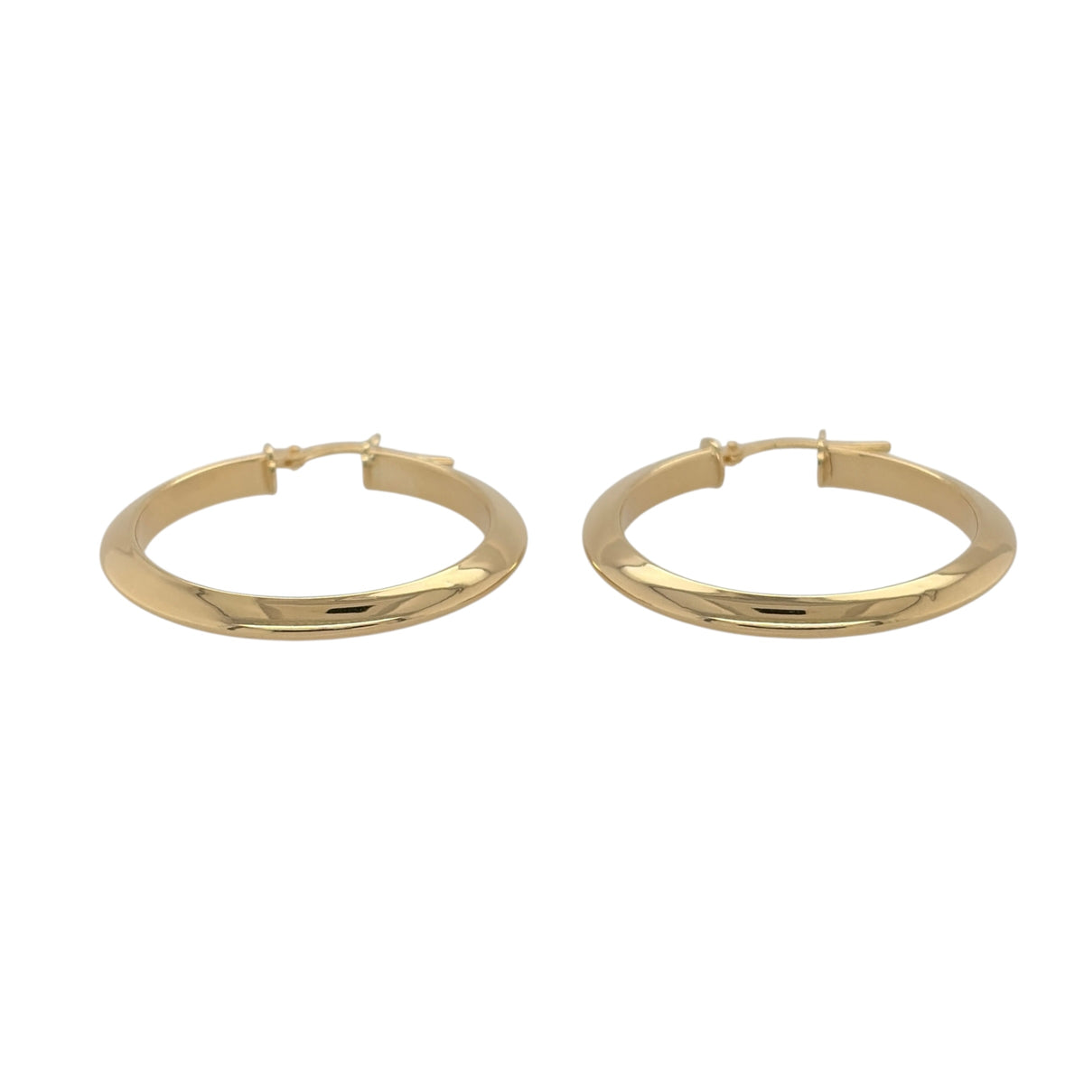 New 9ct Yellow Gold Plain Hoop Creole Earrings with the weight 2.10 grams and approx 2.7cm diameter