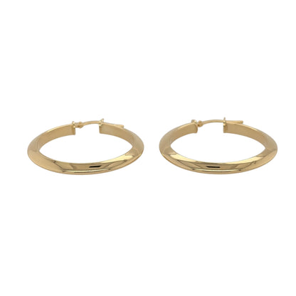 New 9ct Yellow Gold Plain Hoop Creole Earrings with the weight 2.10 grams and approx 2.7cm diameter