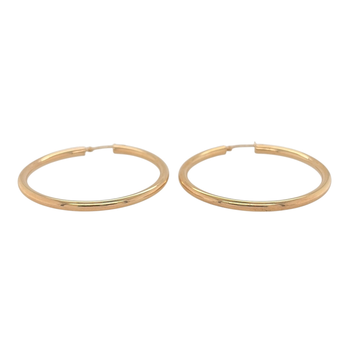 New 9ct Yellow Gold Plain Hoop Creole Earrings with the weight 2.70 grams and approx 4.5cm diameter