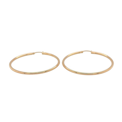 New 9ct Yellow Gold Plain Hoop Creole Earrings with the weight 3.30 grams and approx 4cm diameter