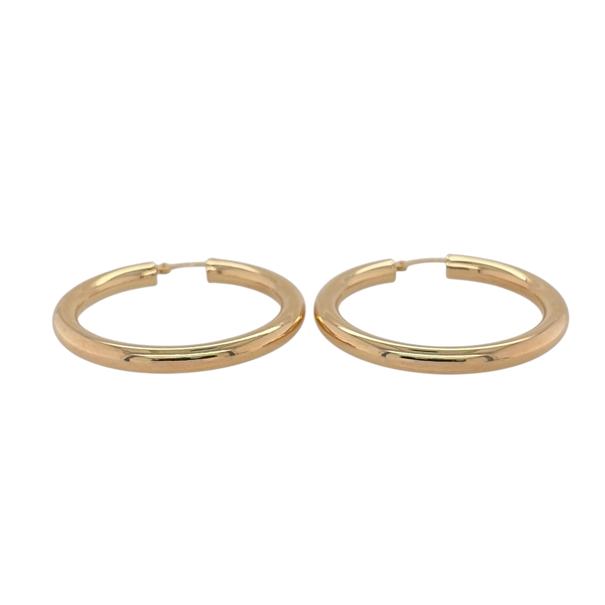 New 9ct Yellow Gold Plain Hoop Creole Earrings with the weight 3.30 grams and approx 3.6cm diameter