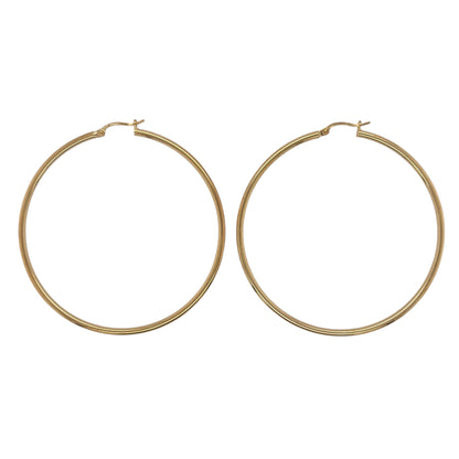 9ct Gold Plain Hoop Creole Earrings