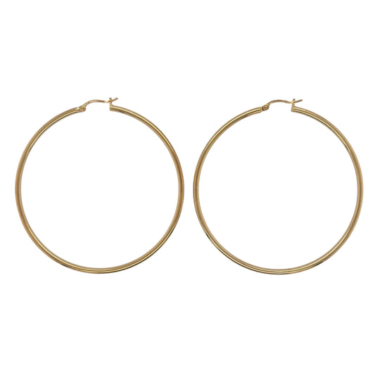 9ct Gold Plain Hoop Creole Earrings