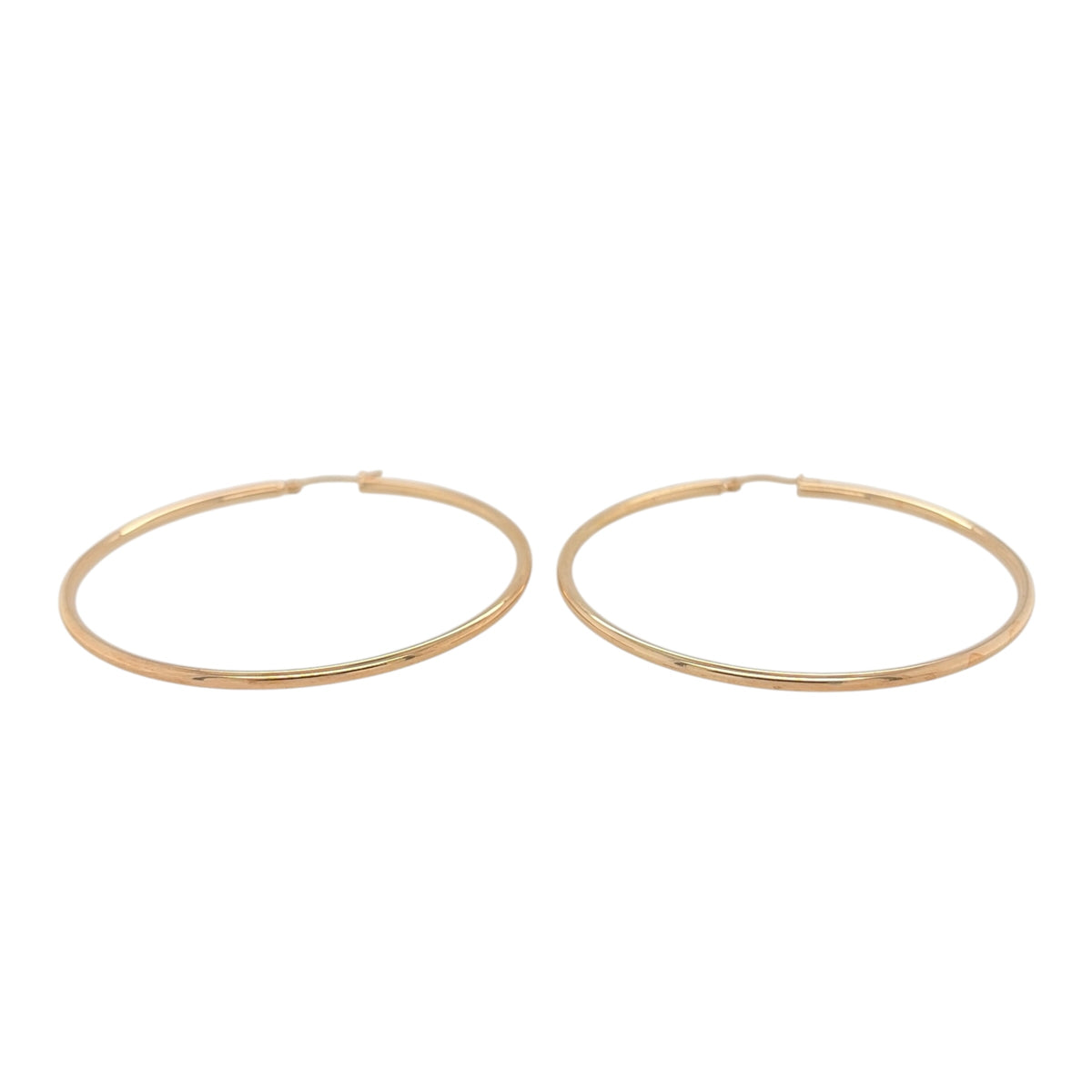 New 9ct Yellow Gold Plain Hoop Creole Earrings with the weight 4 grams and approx 5.4cm diameter