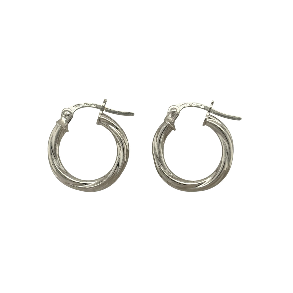 9ct White Gold Twisted Hoop Creole Earrings
