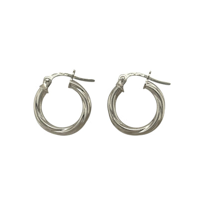 9ct White Gold Twisted Hoop Creole Earrings