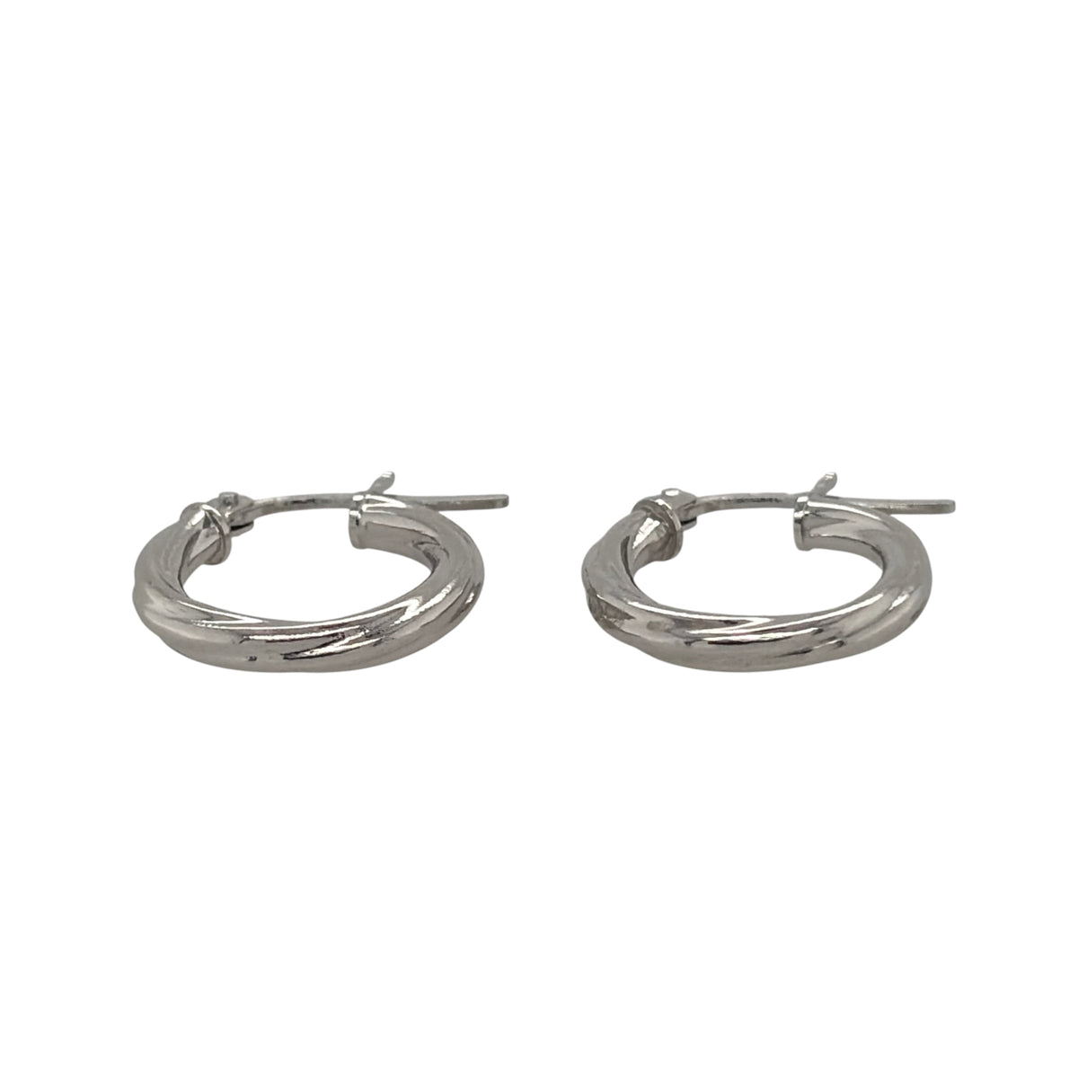 New 9ct White Gold Twisted Hoop Creole Earrings with the weight 0.70 grams and approx 1.2cm diameter