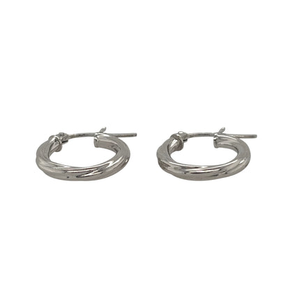 New 9ct White Gold Twisted Hoop Creole Earrings with the weight 0.70 grams and approx 1.2cm diameter