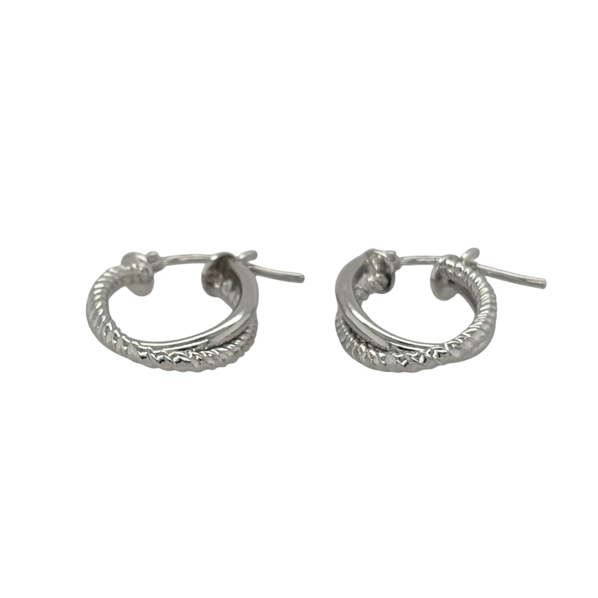 New 9ct White Gold Two Strand Twist Oval Creole Earrings with the weight 1.10 grams and approx 1.7cm height