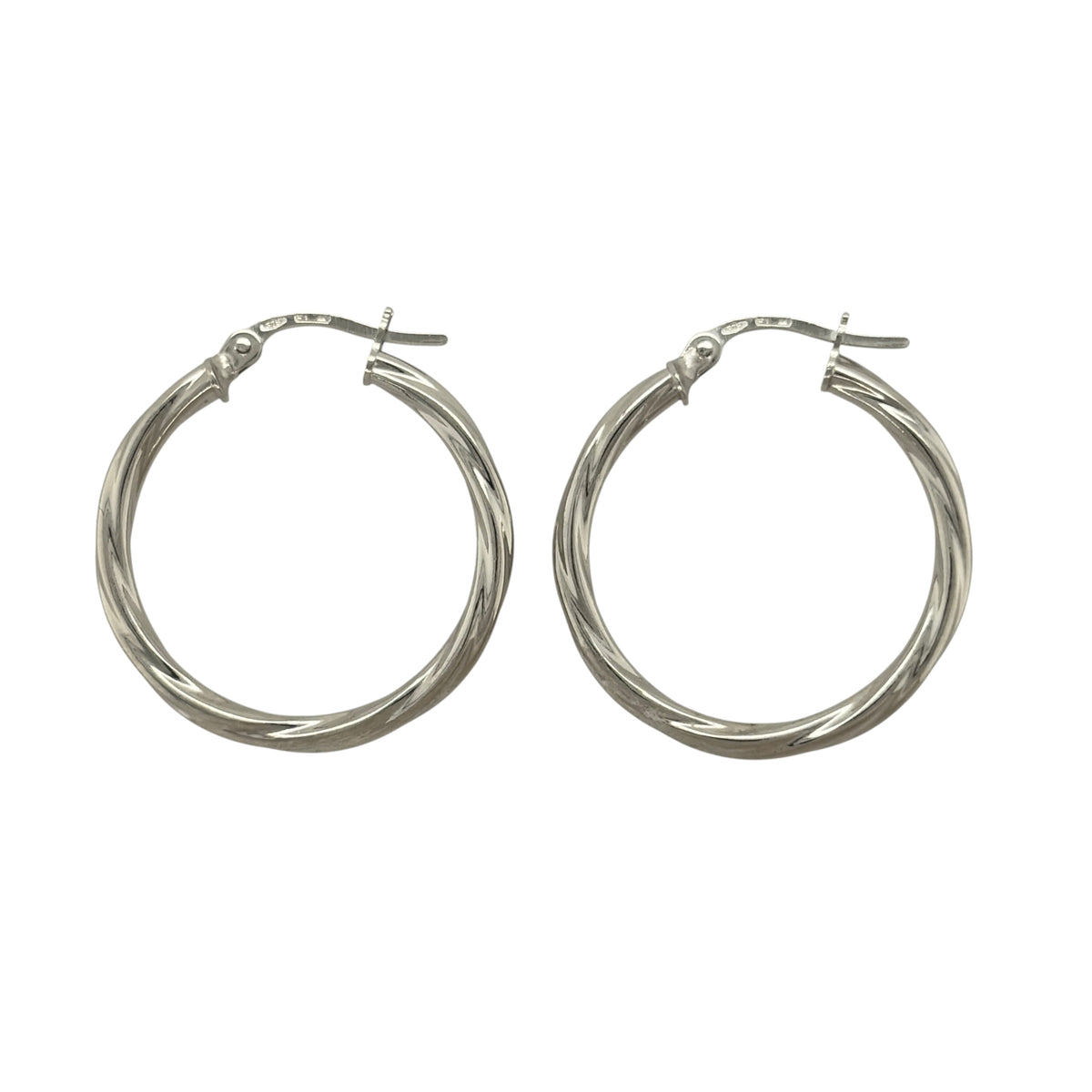 9ct White Gold Twisted Hoop Creole Earrings