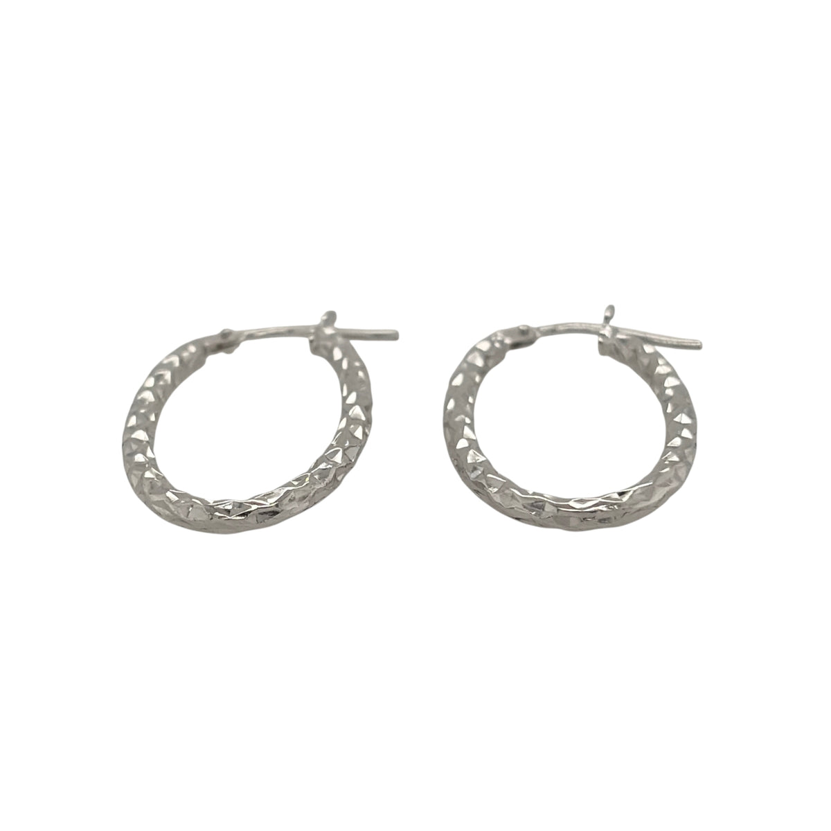New 9ct White Gold Sparkle Textured Oval Creole Earrings with the weight 1.10 grams and approx 2.7cm height