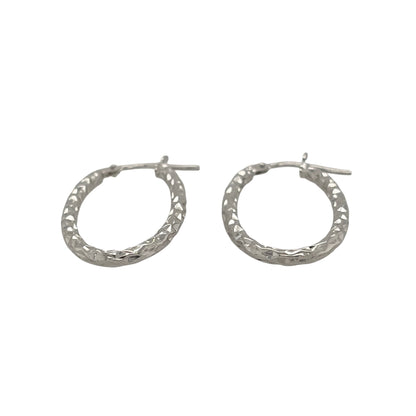 New 9ct White Gold Sparkle Textured Oval Creole Earrings with the weight 1.10 grams and approx 2.7cm height
