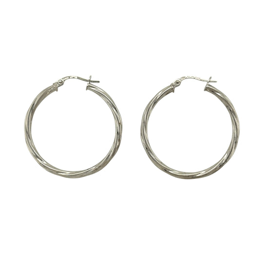 9ct White Gold Twisted Hoop Creole Earrings
