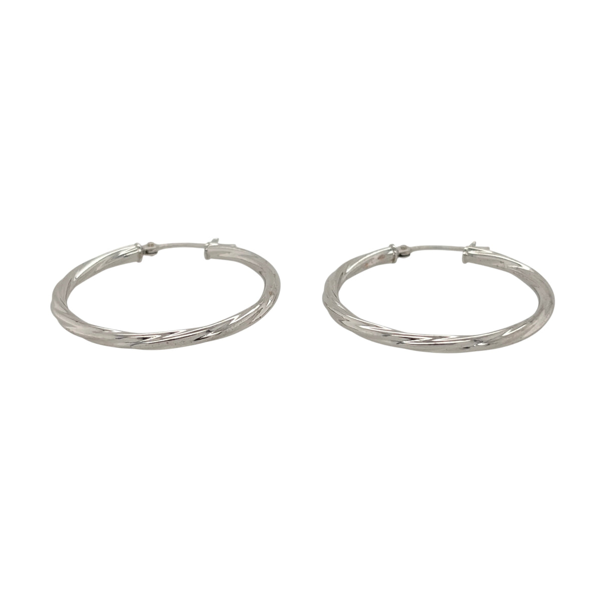 New 9ct White Gold Twisted Hoop Creole Earrings with the weight 1.10 grams and approx 2.8cm diameter