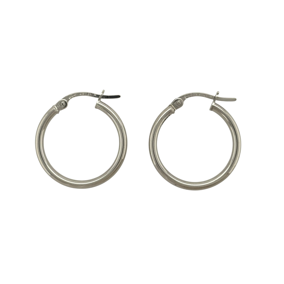 9ct White Gold Plain Hoop Creole Earrings