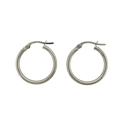 9ct White Gold Plain Hoop Creole Earrings