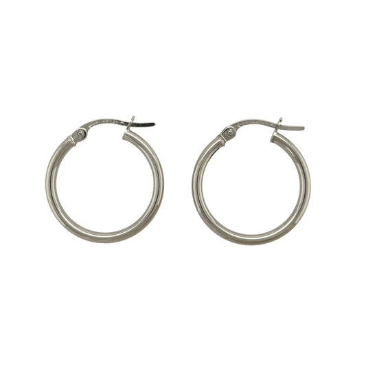 9ct White Gold Plain Hoop Creole Earrings