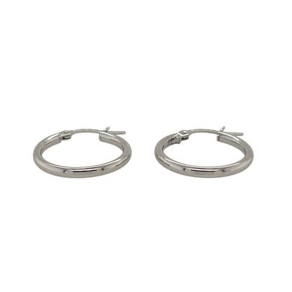 New 9ct White Gold Plain Hoop Creole Earrings with the weight 1.30 grams and approx 1.8cm diameter