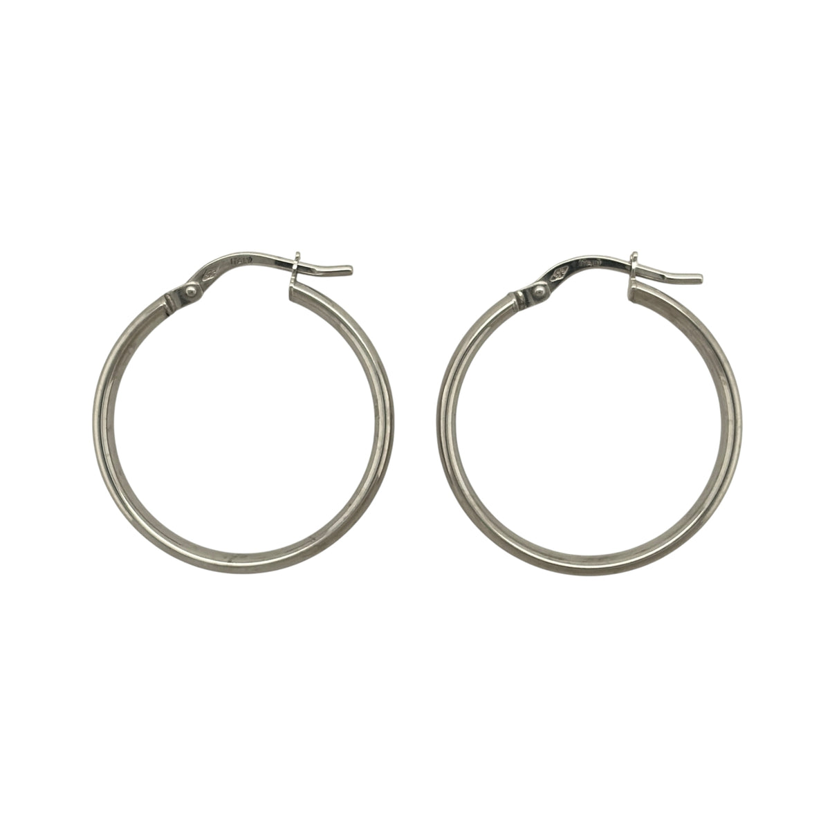 9ct White Gold Plain Hoop Creole Earrings