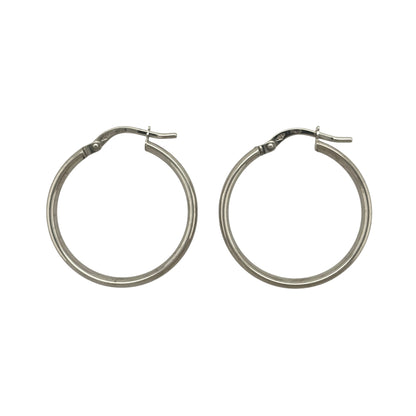 9ct White Gold Plain Hoop Creole Earrings
