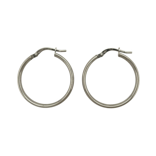 9ct White Gold Plain Hoop Creole Earrings