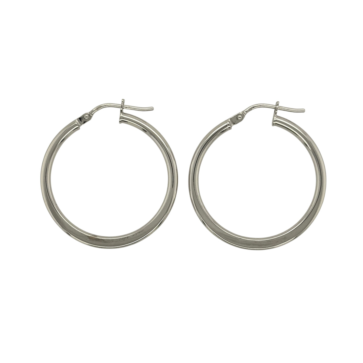9ct White Gold Plain Hoop Creole Earrings
