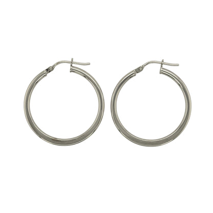 9ct White Gold Plain Hoop Creole Earrings