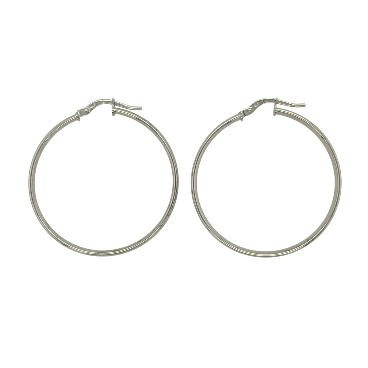 9ct White Gold Plain Hoop Creole Earrings