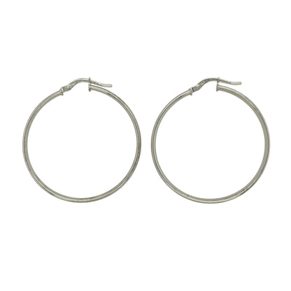 9ct White Gold Plain Hoop Creole Earrings