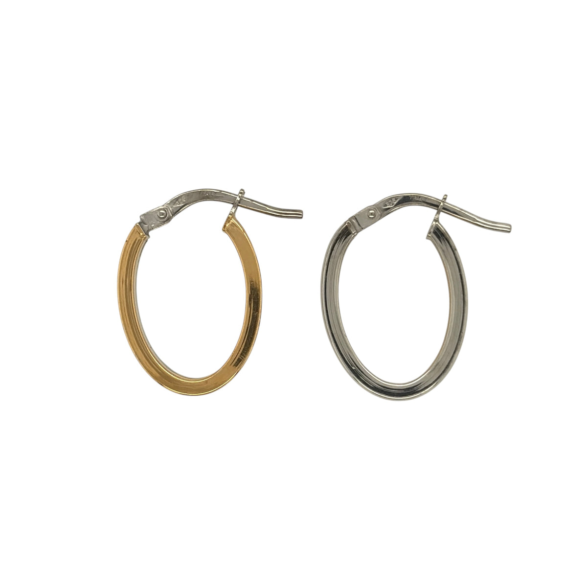 9ct Gold Two Tone Oval Creole Earrings