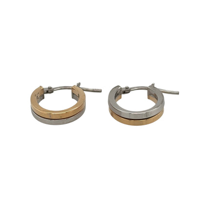 New 9ct Yellow and White Gold Two Tone Oval Creole Earrings with the weight 1.20 grams and approx 1.5cm height