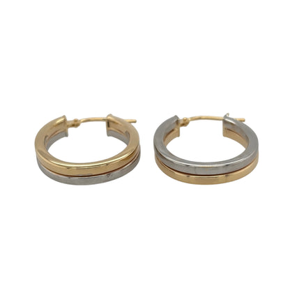 New 9ct Yellow and White Gold Two Tone Oval Creole Earrings with the weight 2.0 grams and approx 2.1cm height