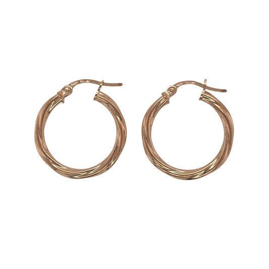 9ct Gold Twisted Hoop Creole Earrings