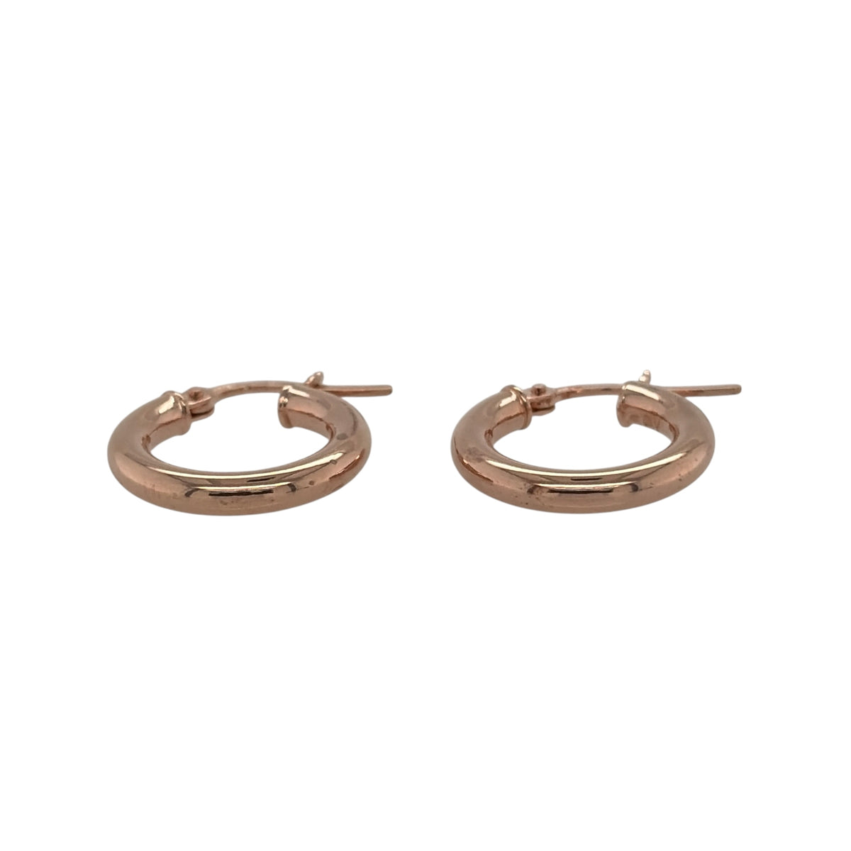 New 9ct Rose Gold Plain Hoop Creole Earrings with the weight 0.80 grams and approx 1.3cm diameter