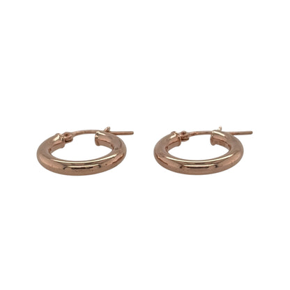 New 9ct Rose Gold Plain Hoop Creole Earrings with the weight 0.80 grams and approx 1.3cm diameter