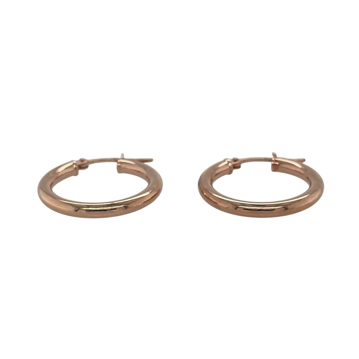 New 9ct Rose Gold Plain Hoop Creole Earrings with the weight 1 gram and approx 1.8cm diameter