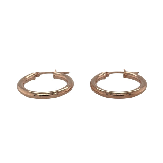 New 9ct Rose Gold Plain Hoop Creole Earrings with the weight 1 gram and approx 1.8cm diameter